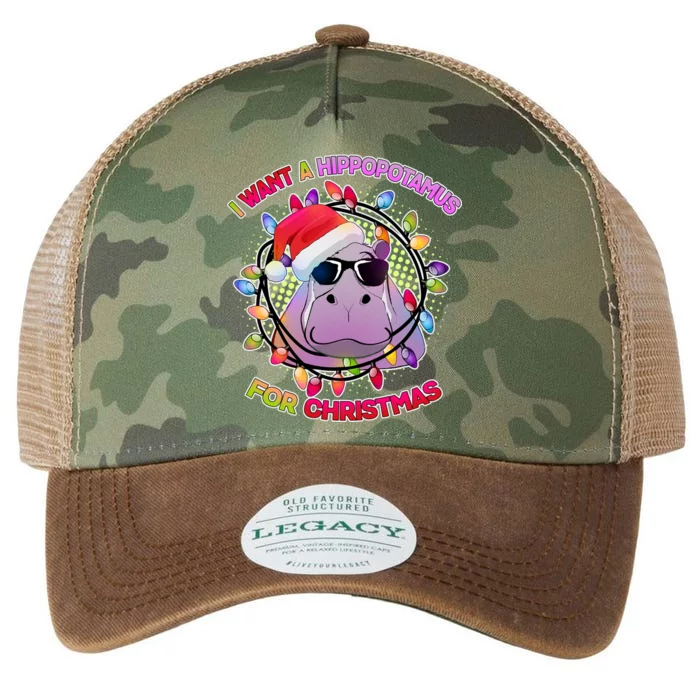 Cute I Want A Hippopotamus for Christmas Lights Legacy Tie Dye Trucker Hat