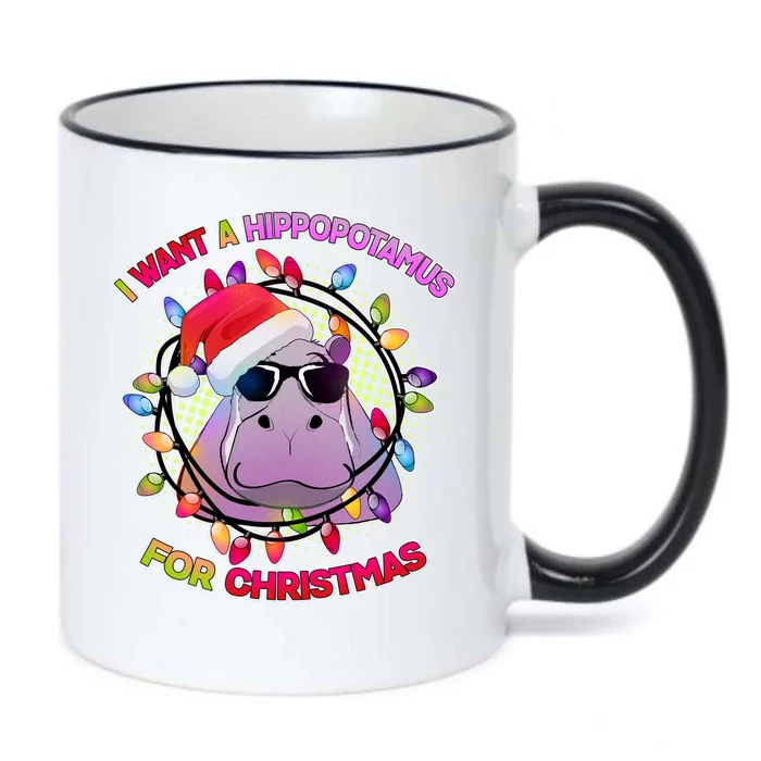 Cute I Want A Hippopotamus for Christmas Lights Black Color Changing Mug