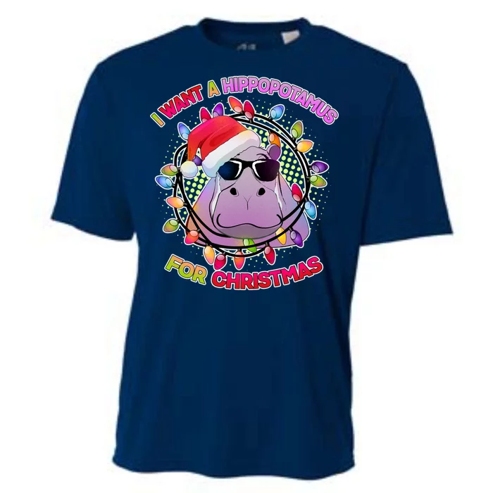 Cute I Want A Hippopotamus for Christmas Lights Cooling Performance Crew T-Shirt