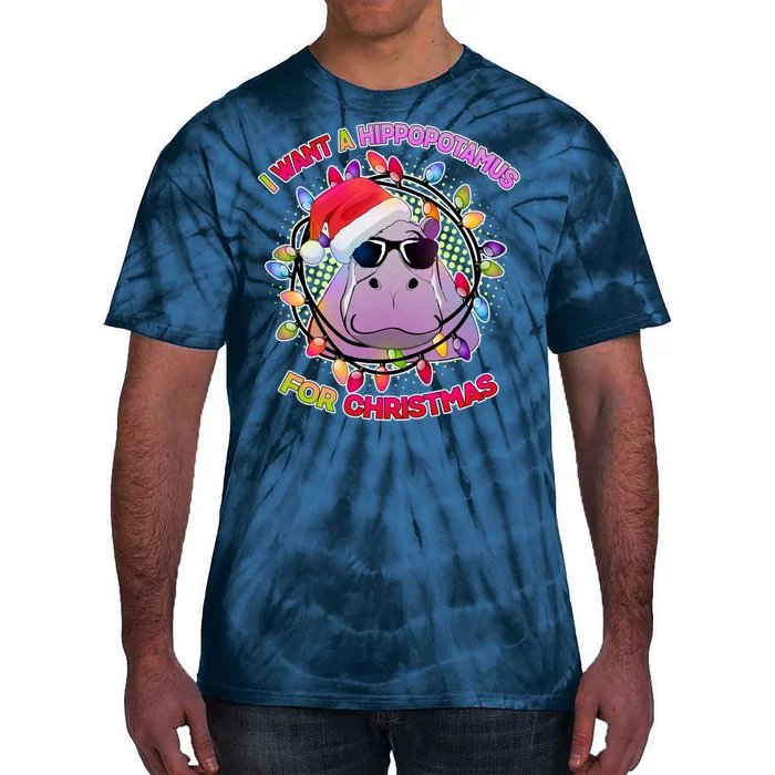 Cute I Want A Hippopotamus for Christmas Lights Tie-Dye T-Shirt