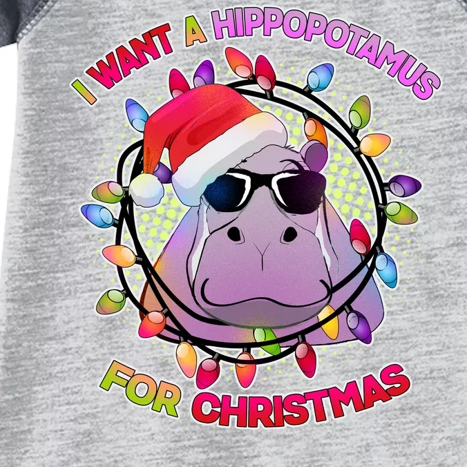 Cute I Want A Hippopotamus for Christmas Lights Infant Baby Jersey Bodysuit