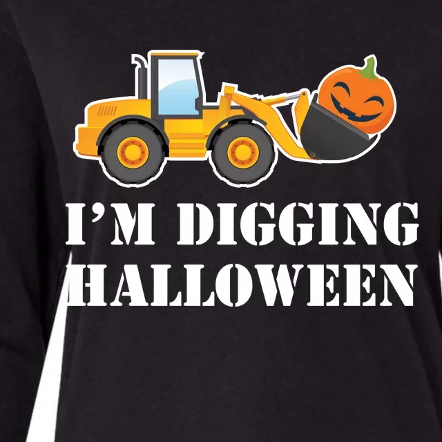 Cute I'm Digging Halloween Tractor Womens Cotton Relaxed Long Sleeve T-Shirt