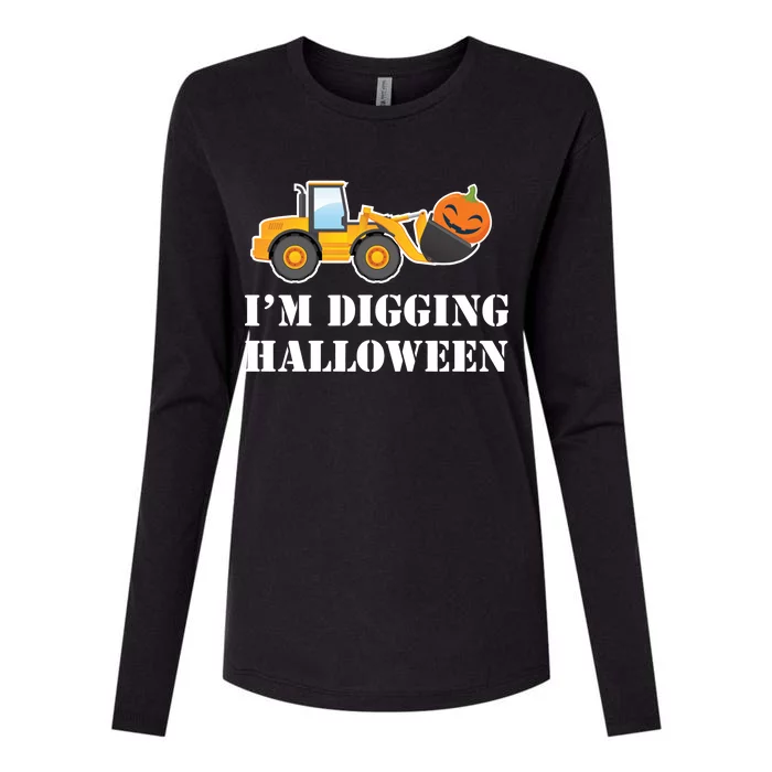 Cute I'm Digging Halloween Tractor Womens Cotton Relaxed Long Sleeve T-Shirt