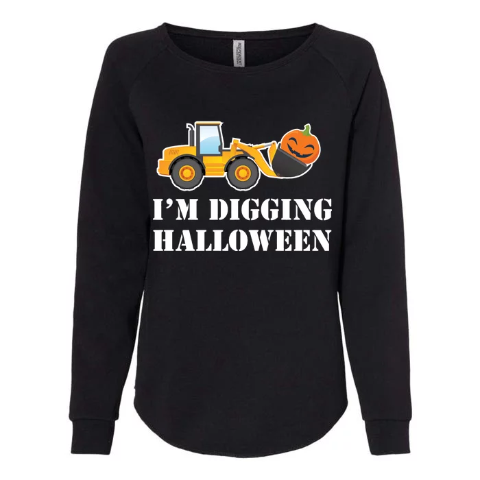 Cute I'm Digging Halloween Tractor Womens California Wash Sweatshirt