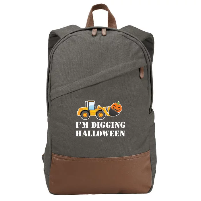 Cute I'm Digging Halloween Tractor Cotton Canvas Backpack