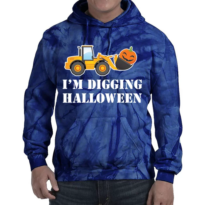 Cute I'm Digging Halloween Tractor Tie Dye Hoodie