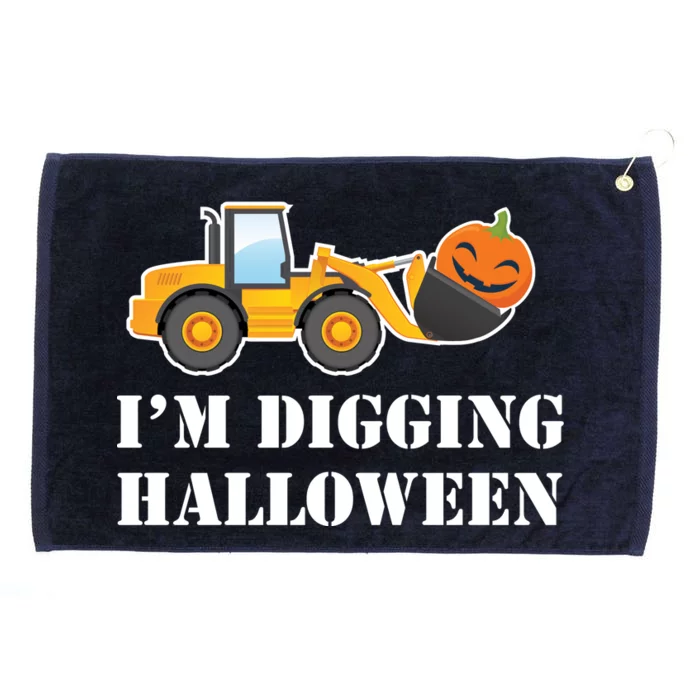 Cute I'm Digging Halloween Tractor Grommeted Golf Towel