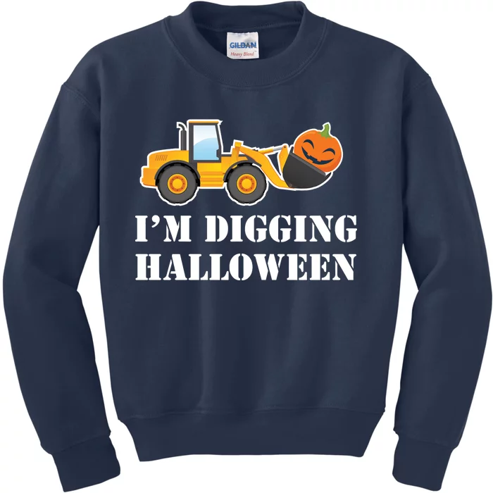 Cute I'm Digging Halloween Tractor Kids Sweatshirt