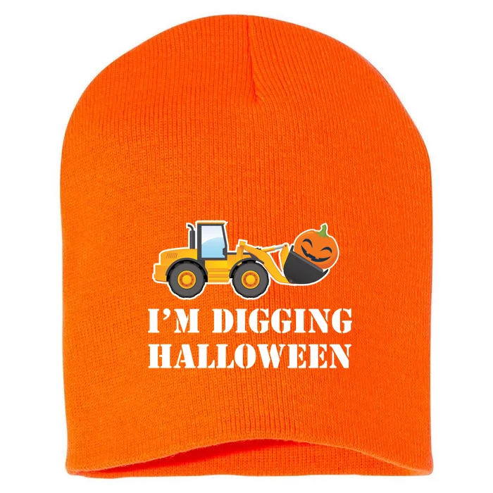 Cute I'm Digging Halloween Tractor Short Acrylic Beanie