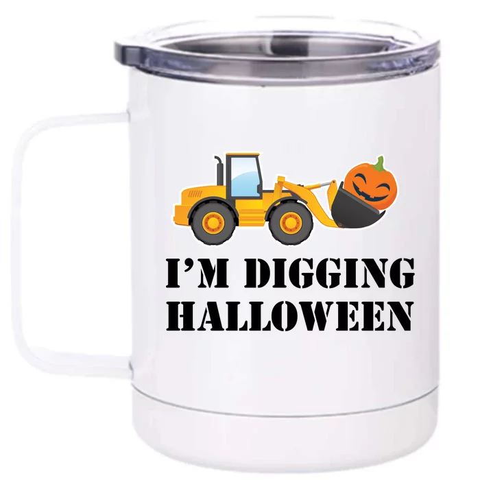 Cute I'm Digging Halloween Tractor Front & Back 12oz Stainless Steel Tumbler Cup