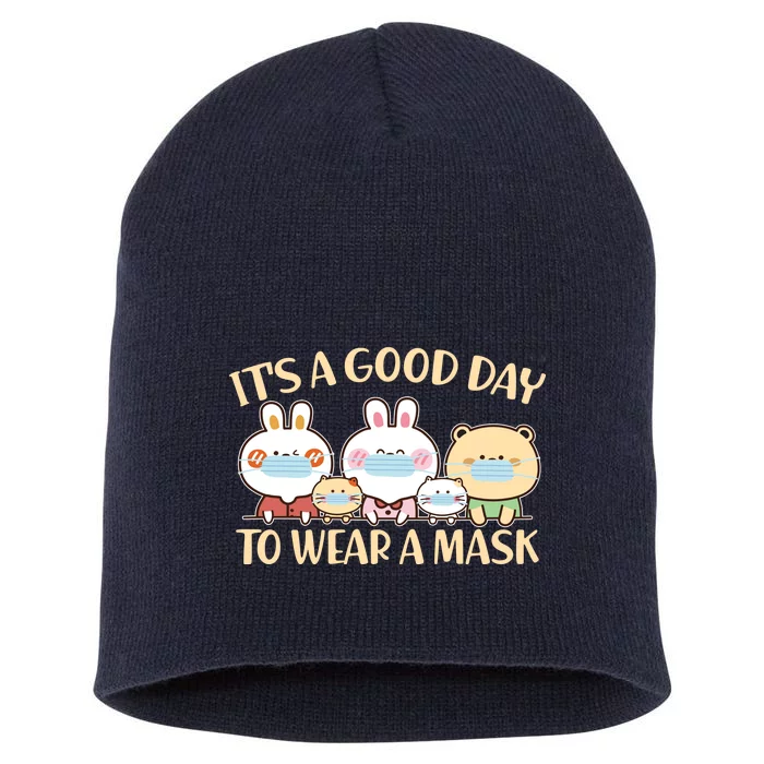 Cute It's A Good Day To Wear A Mask Short Acrylic Beanie