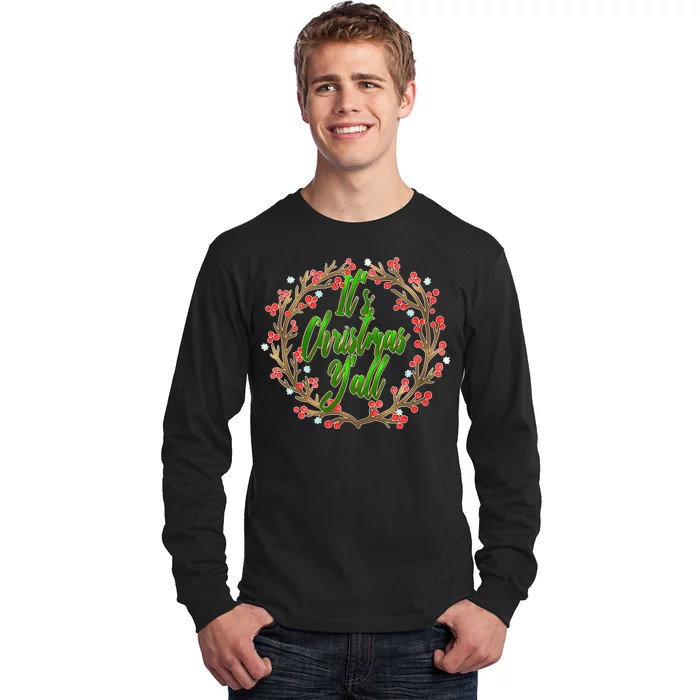 Cute It's Christmas Y'all Colorful Leaf Long Sleeve Shirt