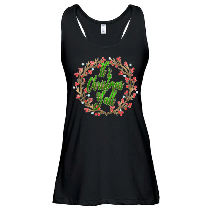 Cute It's Christmas Y'all Colorful Leaf Ladies Essential Flowy Tank