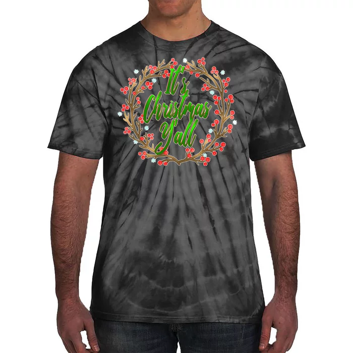 Cute It's Christmas Y'all Colorful Leaf Tie-Dye T-Shirt