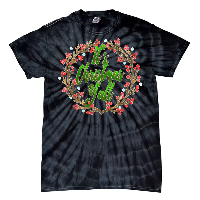 Cute It's Christmas Y'all Colorful Leaf Tie-Dye T-Shirt