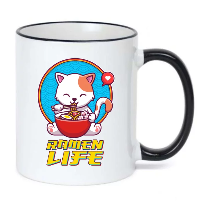 Cute Japanese Ramen Life Kitty Black Color Changing Mug