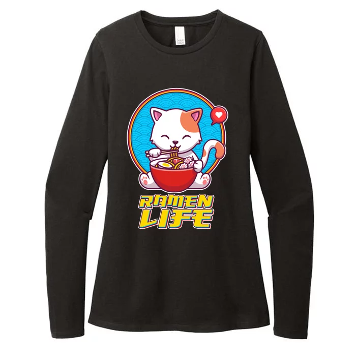 Cute Japanese Ramen Life Kitty Womens CVC Long Sleeve Shirt