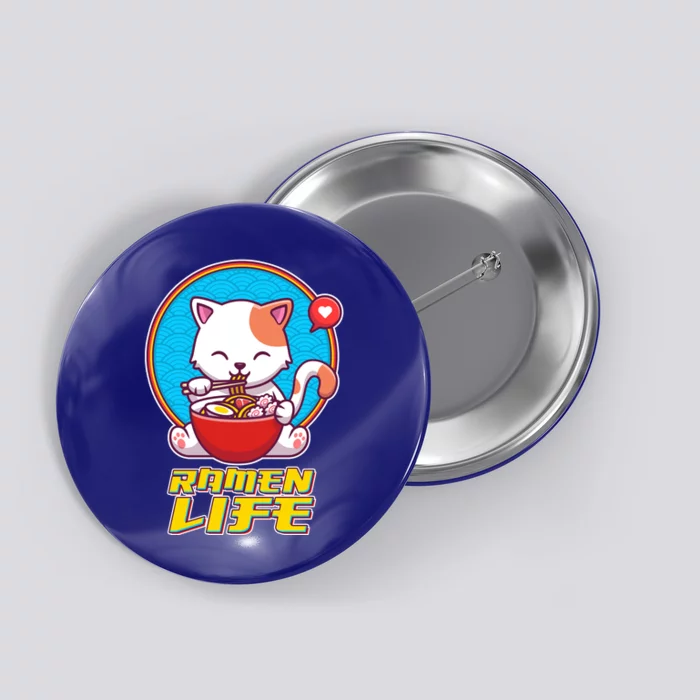 Cute Japanese Ramen Life Kitty Button