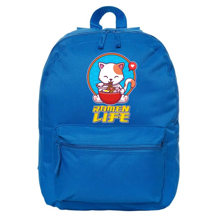 Cute Japanese Ramen Life Kitty 16 in Basic Backpack