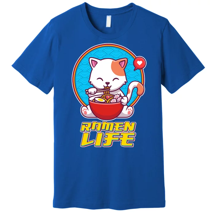 Cute Japanese Ramen Life Kitty Premium T-Shirt