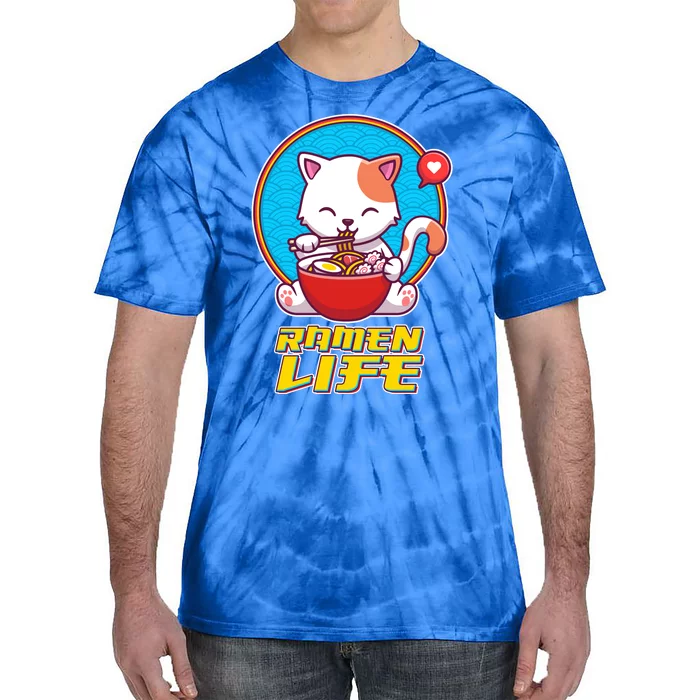 Cute Japanese Ramen Life Kitty Tie-Dye T-Shirt