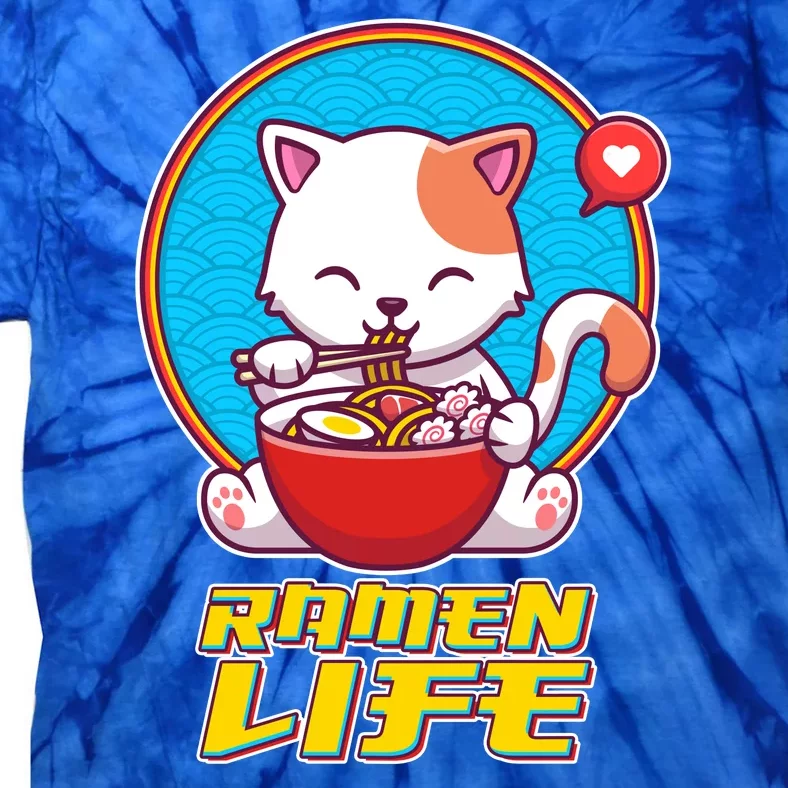 Cute Japanese Ramen Life Kitty Tie-Dye T-Shirt