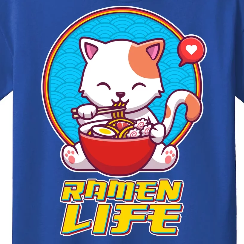 Cute Japanese Ramen Life Kitty Kids T-Shirt