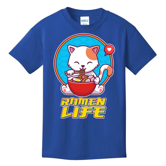 Cute Japanese Ramen Life Kitty Kids T-Shirt