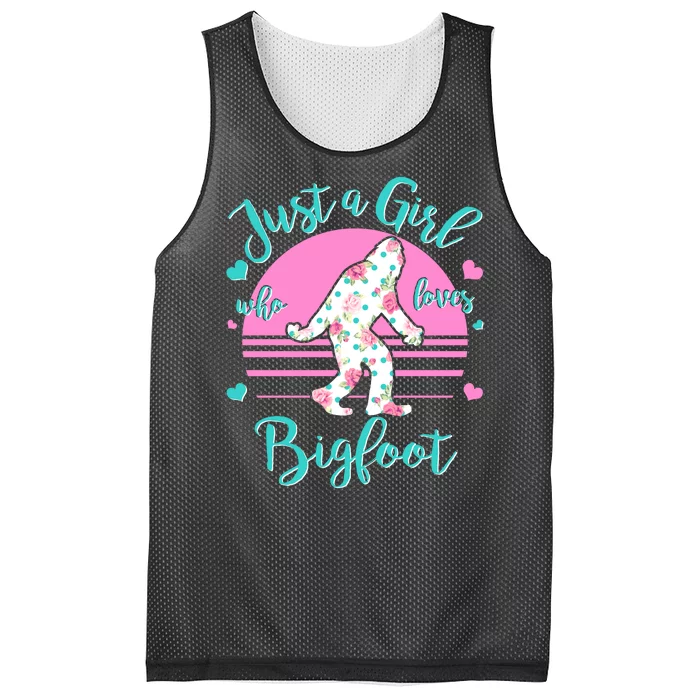 Cute Just a Girl Who Loves Bigfoot Mesh Reversible Basketball Jersey Tank