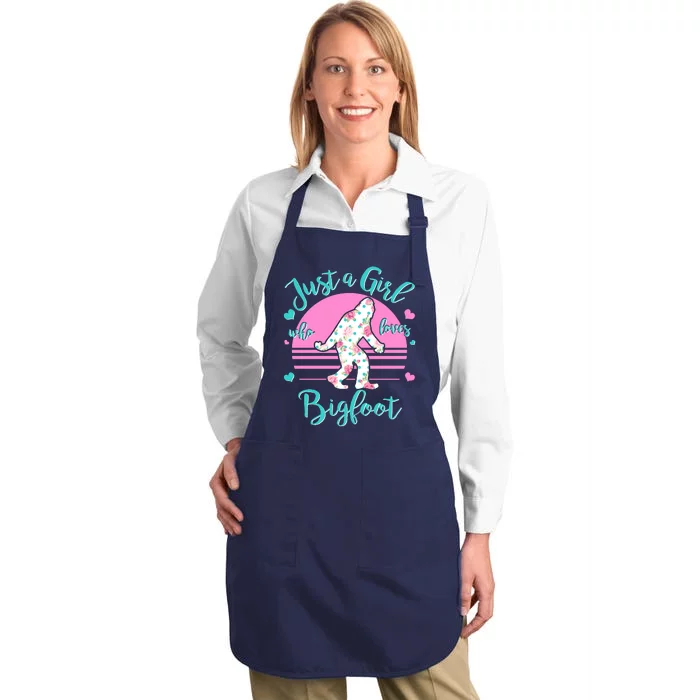 Cute Just a Girl Who Loves Bigfoot Full-Length Apron With Pocket