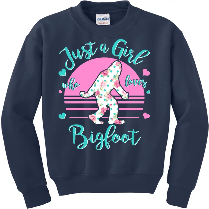 Cute Just a Girl Who Loves Bigfoot Kids Sweatshirt