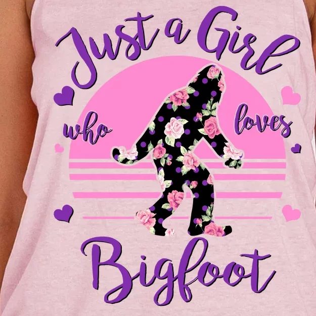 Cute Just a Girl Who Loves Bigfoot Women's Knotted Racerback Tank