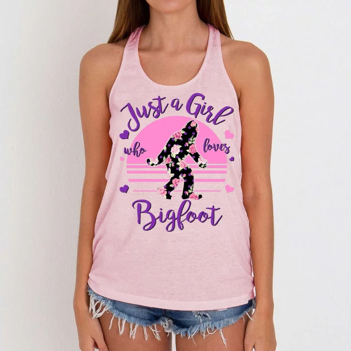 Cute Just a Girl Who Loves Bigfoot Women's Knotted Racerback Tank