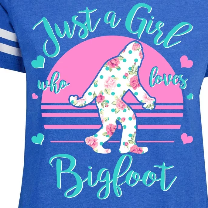 Cute Just a Girl Who Loves Bigfoot Enza Ladies Jersey Football T-Shirt