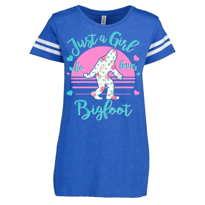 Cute Just a Girl Who Loves Bigfoot Enza Ladies Jersey Football T-Shirt