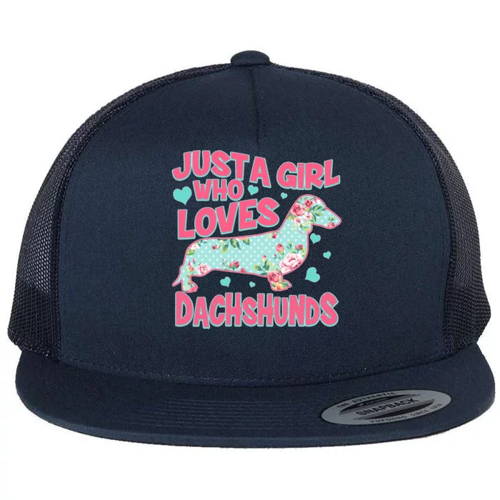 Cute Just A Girl Who Loves Dachshunds Flat Bill Trucker Hat