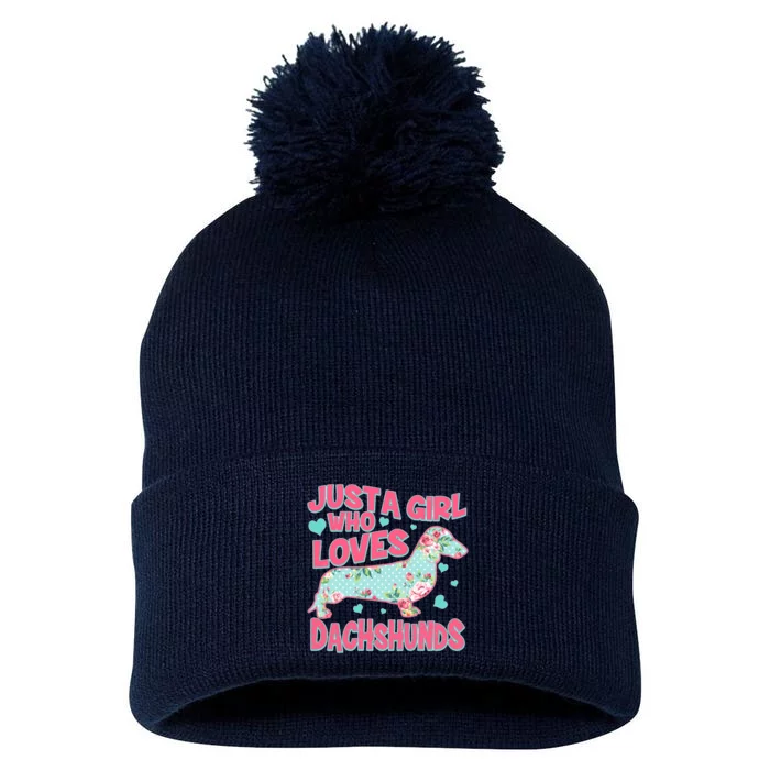 Cute Just A Girl Who Loves Dachshunds Pom Pom 12in Knit Beanie