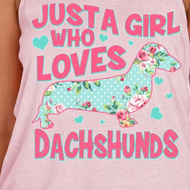 Cute Just A Girl Who Loves Dachshunds Women's Knotted Racerback Tank