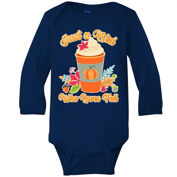 Cute Just A Girl Who Loves Fall Baby Long Sleeve Bodysuit