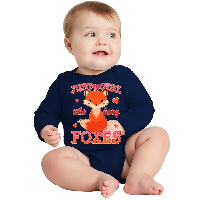 Cute Just A Girl Who Loves Foxes Baby Long Sleeve Bodysuit