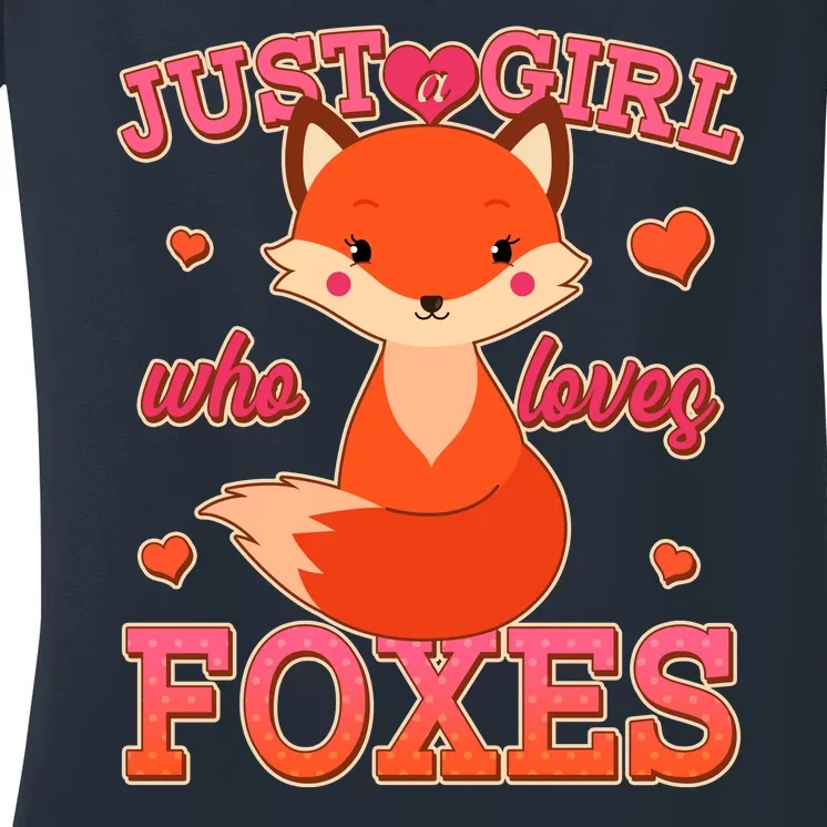 Cute Just A Girl Who Loves Foxes Women's V-Neck T-Shirt