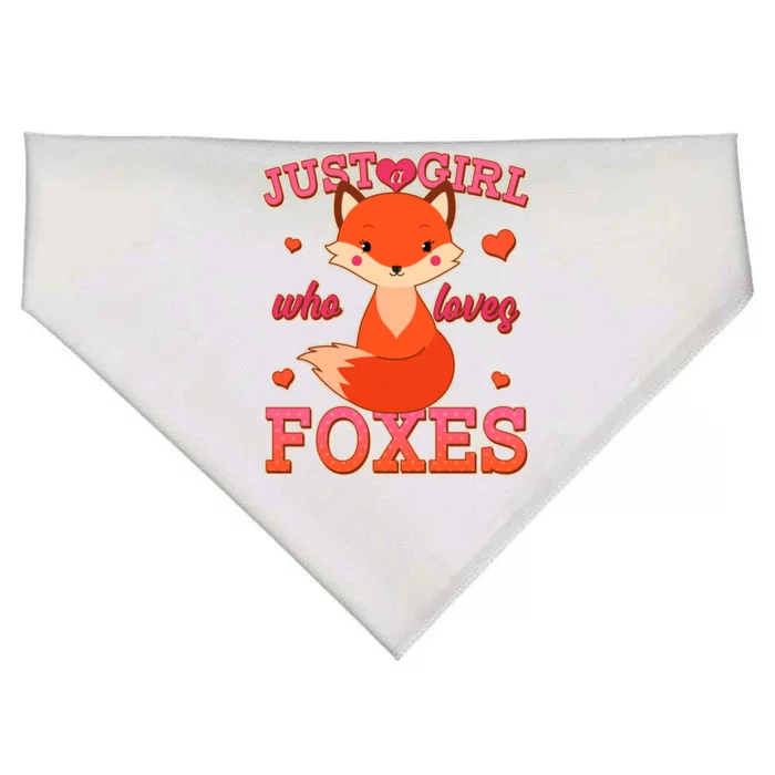 Cute Just A Girl Who Loves Foxes USA-Made Doggie Bandana