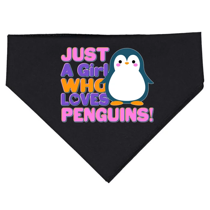 Cute Just A Girl Who Loves Penguins USA-Made Doggie Bandana