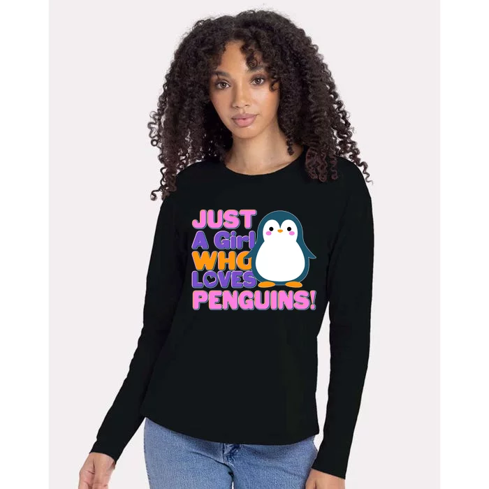 Cute Just A Girl Who Loves Penguins Womens Cotton Relaxed Long Sleeve T-Shirt