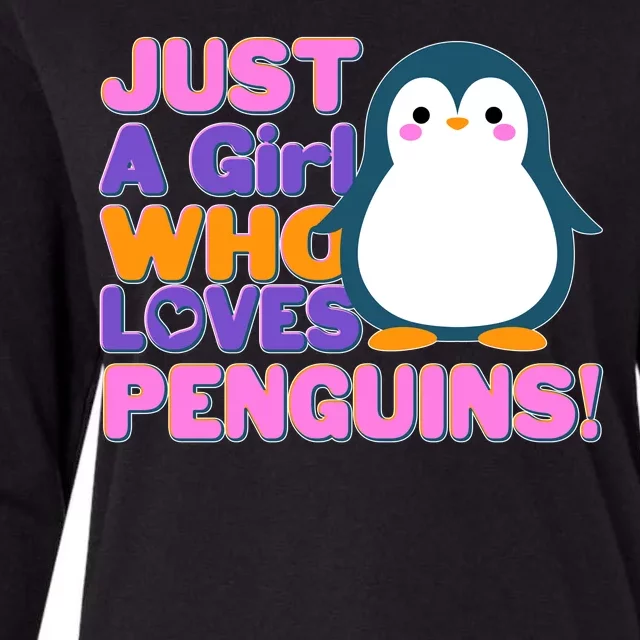 Cute Just A Girl Who Loves Penguins Womens Cotton Relaxed Long Sleeve T-Shirt