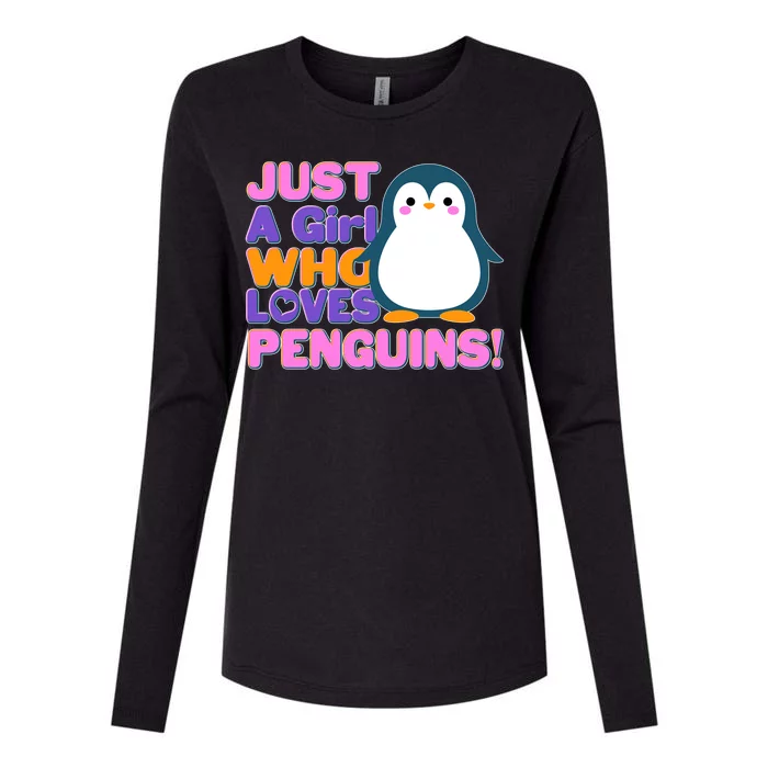 Cute Just A Girl Who Loves Penguins Womens Cotton Relaxed Long Sleeve T-Shirt