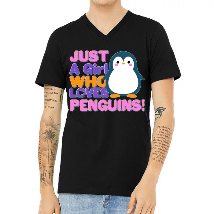 Cute Just A Girl Who Loves Penguins V-Neck T-Shirt