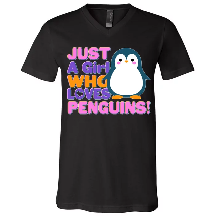 Cute Just A Girl Who Loves Penguins V-Neck T-Shirt