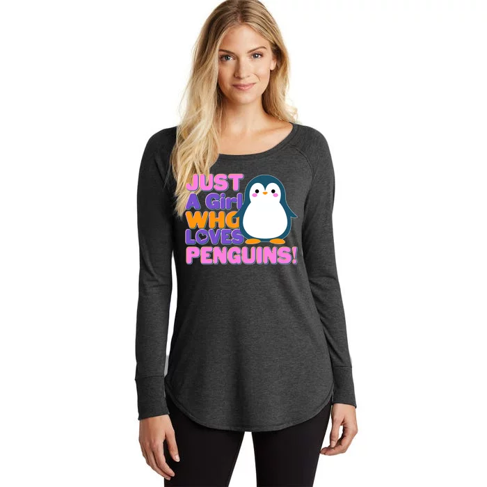 Cute Just A Girl Who Loves Penguins Women's Perfect Tri Tunic Long Sleeve Shirt