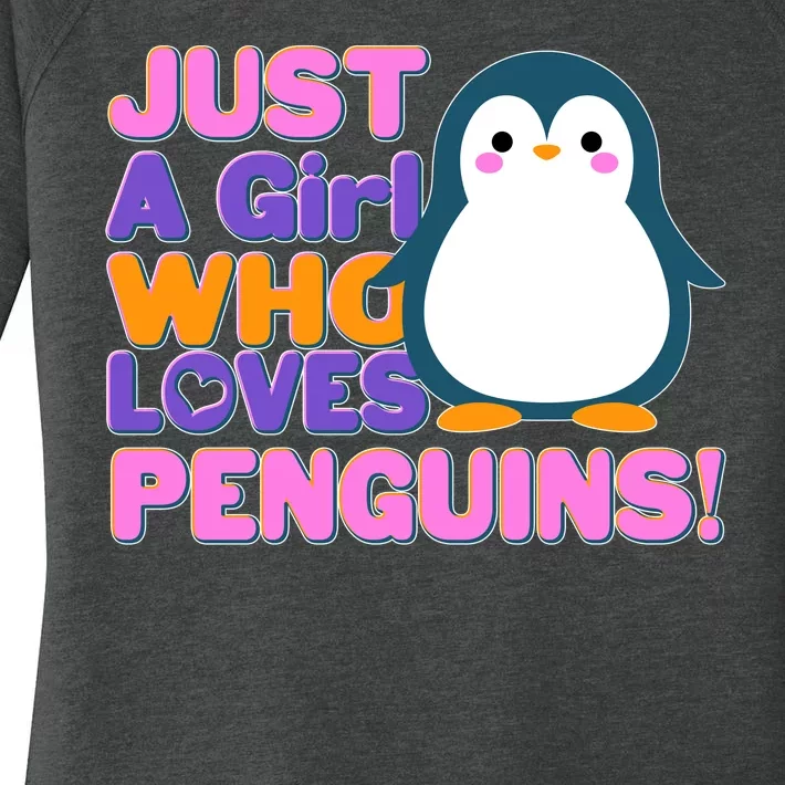 Cute Just A Girl Who Loves Penguins Women's Perfect Tri Tunic Long Sleeve Shirt